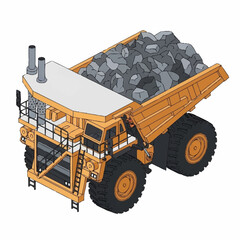 Heavy Duty Mining Dump Truck Loaded with Rocks. © Erviana
