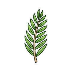 Fototapeta premium Simple Illustration of a Green Leafy Branch with a Light Brown Stem