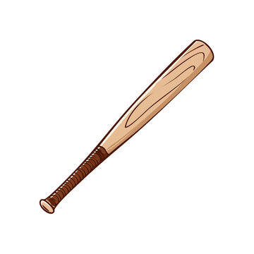 Wooden baseball bat with brown grip for sports and games