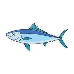 Fototapeta premium Stylized illustration of a blue finned tuna fish swimming isolated on a white background