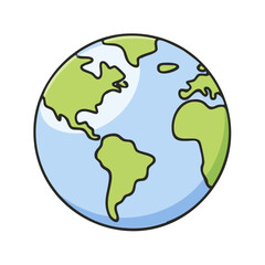 Obraz premium Cartoon Earth globe showing continents and oceans in a stylized flat drawing art style