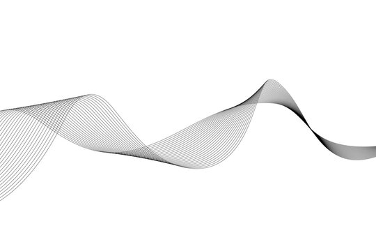 Abstract wave lines flowing black lines on white background