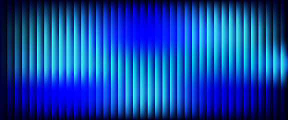 Fototapeta premium Abstract futuristic background featuring vertical blue neon glowing stripes with a dynamic light wave effect. 