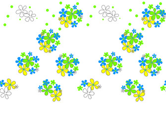 Fototapeta premium colorful floral pattern with blue, green and yellow flowers