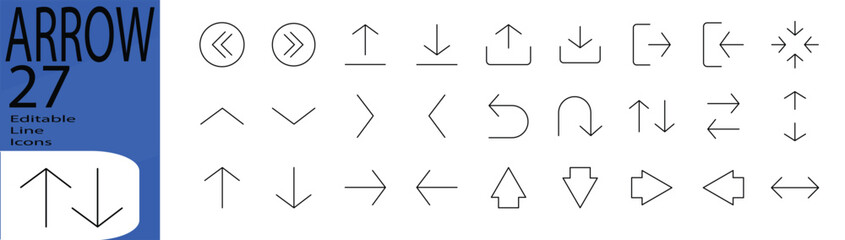 Arrow line editable icon set. Editable stroke. Vector illustration. © Ningrum