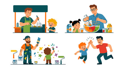 Fototapeta premium Father and Child Moments: A heartwarming compilation of scenes depicting fathers and children engaging in everyday activities, fostering bonds, and creating lasting memories.
