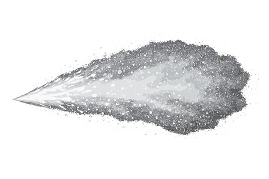 Abstract Water Spray with Liquid Droplets, Fine Mist Particles, Stream and Dispersion Texture Isolated on White Background. Realistic Aerosol Splash Effect for Design and Graphic Projects.