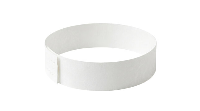 Blank white paper event wristband isolated on transparent background png