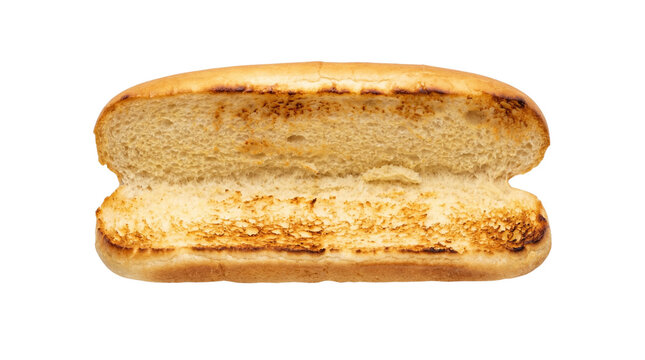 Toasted empty hot dog bun isolated on transparent background png
