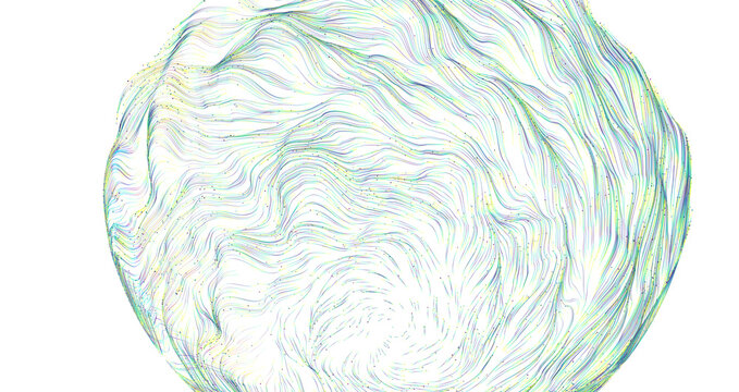Abstract and colorful sphere with flowing lines and details, ideal for creative backgrounds and desi
