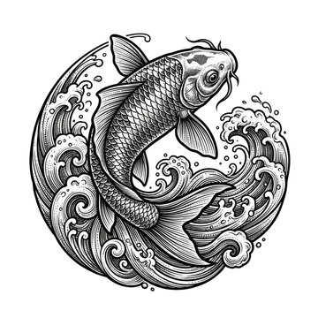 Detailed illustration of a koi fish.