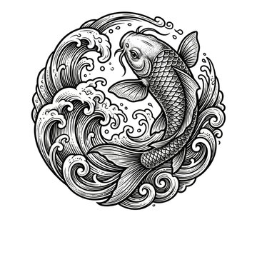 Detailed illustration of a koi fish.