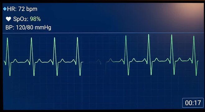 Medical Heartbeat Monitor Display with ECG Data