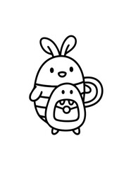 Fototapeta premium Cartoon rabbit holding tea cup.
