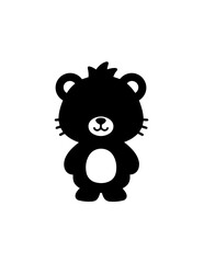 Obraz premium Cute black bear cartoon standing upright.