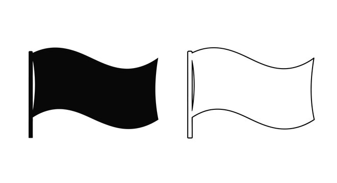 Flag Silhouette and Outline Waving Banner Design