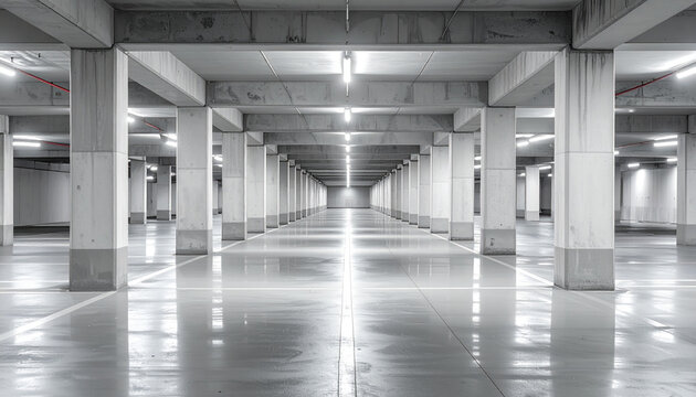 Empty Underground Parking Garage Interior