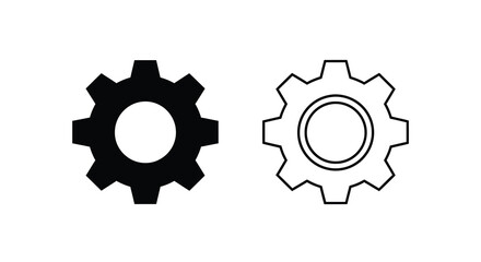 Fototapeta premium Gear icons black and white isolated on white background