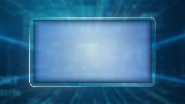 Blue live streaming overlay frame with glowing border, video broadcast template, digital interface for online streaming, social media content, and virtual presentation background