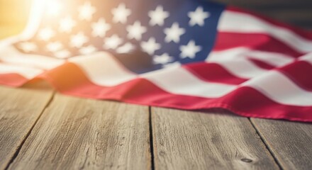 Fototapeta premium Honoring heroes a touching memorial day scene with american flag and glowing candles
