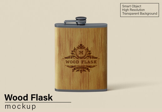 Wood Flask Mockup