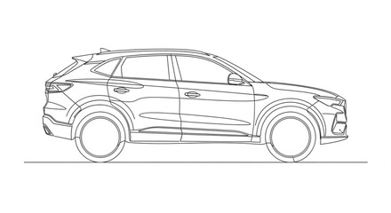 Fototapeta premium Vector Illustration of a Modern SUV Car Side View for Automotive, Transportation, and Vehicle Design Themes