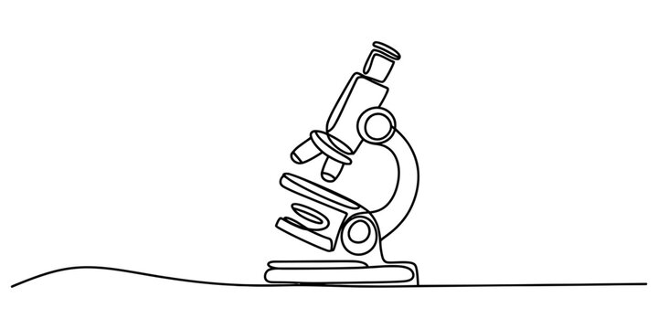 Continuous one line drawing of a scientific microscope