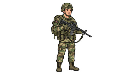 Fototapeta premium Soldier in camouflage uniform with rifle