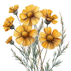 Achillea Flower, watercolor illustration vector, isolated on a white background. © azendia