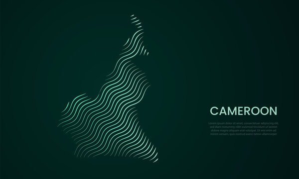 Cameroon abstract map made of flowing curved line pattern