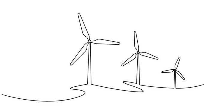 Self drawing line animation wind turbine alternative energy continuous line drawn concept,animated continuous single line drawing of wind farm generating renewable energy, line art animation,Animated 