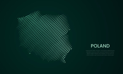 Fototapeta premium Poland abstract map made of flowing curved line pattern