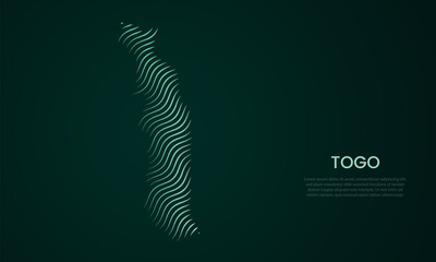 Naklejka premium Togo abstract map made of flowing curved line pattern