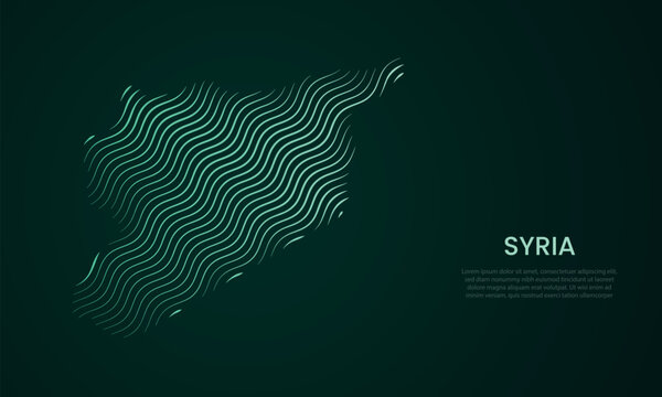 Syria abstract map made of flowing curved line pattern