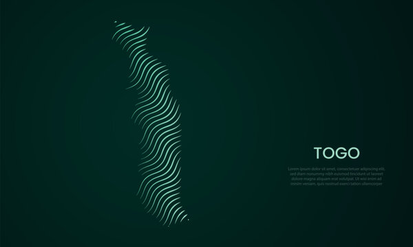 Togo abstract map made of flowing curved line pattern