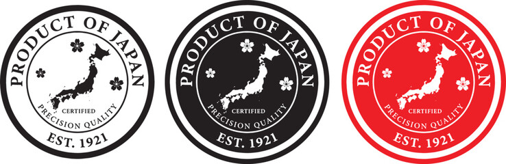 Product of Japan stamp with Japan map in centre icon vector © Muhammad