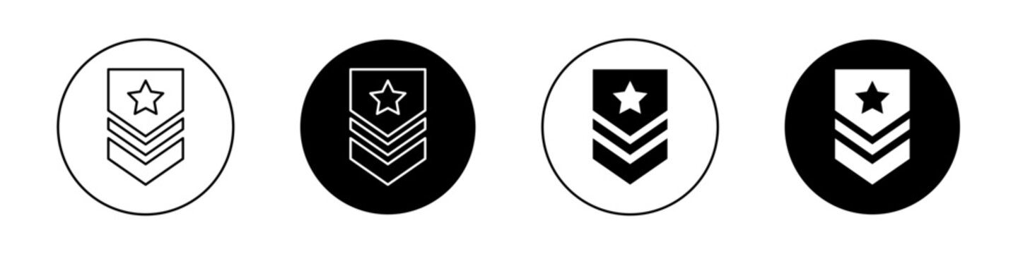 Military rank badge icons vector graphics collection on white background