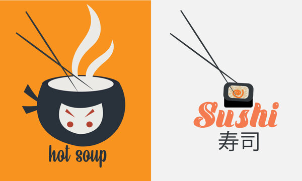 chaina sushi & hot soup vintage logo