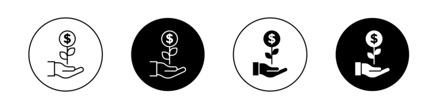 Money tree icons vector graphics collection on white background