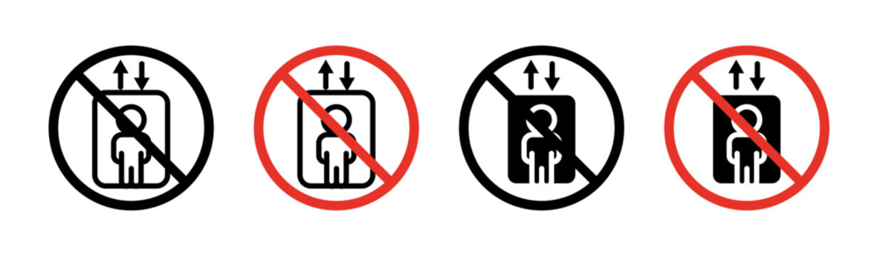 No elevator sign vector graphics collection on white background
