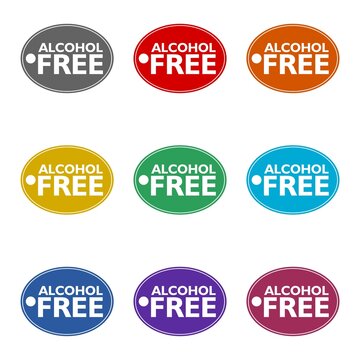 Alcohol Free  icon isolated on white background. Set icons colorful