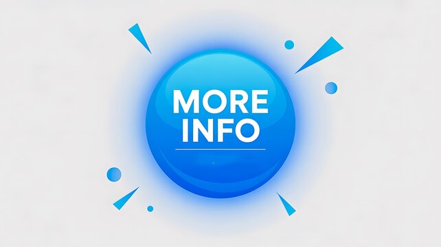 More info blue button icon with modern communication concept on white background