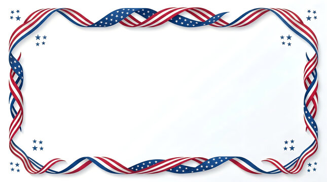 Happy Flag Day Patriotic American Flag Ribbon Border - Independence Celebration Frame