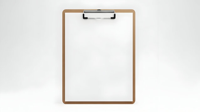 Clipboard with Blank White Paper and Metal Clip