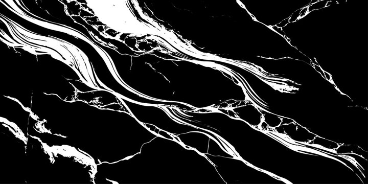 Abstract Marble Veins: Intricate white veins traverse a sleek black surface, creating a mesmerizing abstract marble pattern.