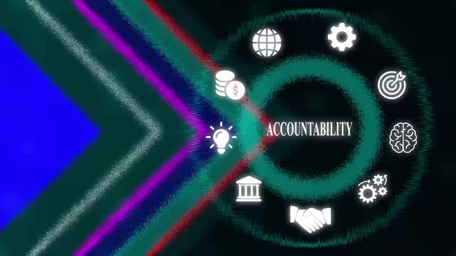 Accountability concept infographic with business and abstract motion background