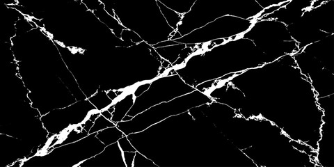 Abstract Marble Texture: A striking black marble surface adorned with intricate white veins, creating a bold and elegant abstract pattern. © Sadiya