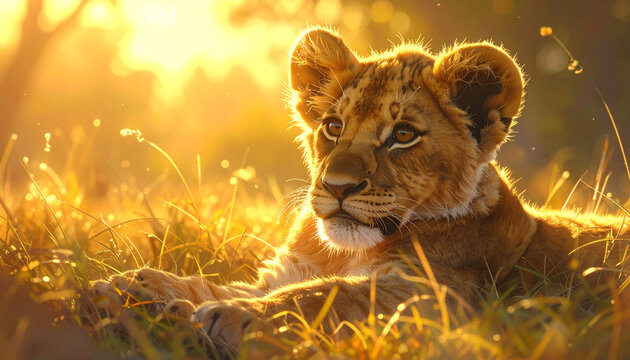 Lion Cub in Golden Sunlight