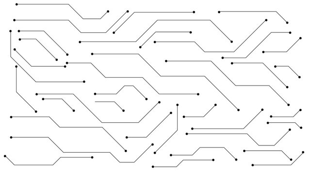 Minimal Circuit Lines Pattern Background with Black and White Abstract Technology Network Design