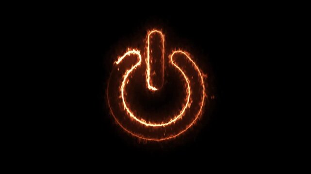Power batton icon animation on black background. Animated of power baton on off concept 4k motion video animation.